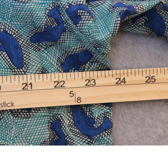 Columbia Mens  Large Fish Print Button Down Shirt Turquoise and Blue 100% Cotton - Picture 3 of 8